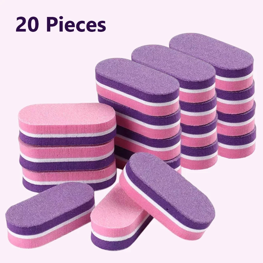 10/20Pcs Mini Nail Buffer Sponge Files, Double Color Buffing Sanding File Pedicure Manicure Tool Acrylic Gel Salon Supplies