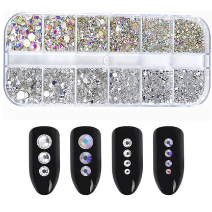 Nail Gems Kit 2400pcs: Sparkling Rhinestones with Organizer