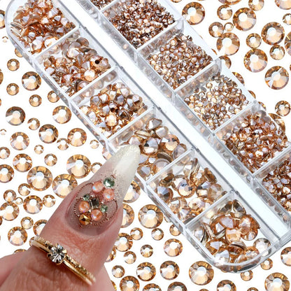 Nail Gems Kit 2400pcs: Sparkling Rhinestones with Organizer