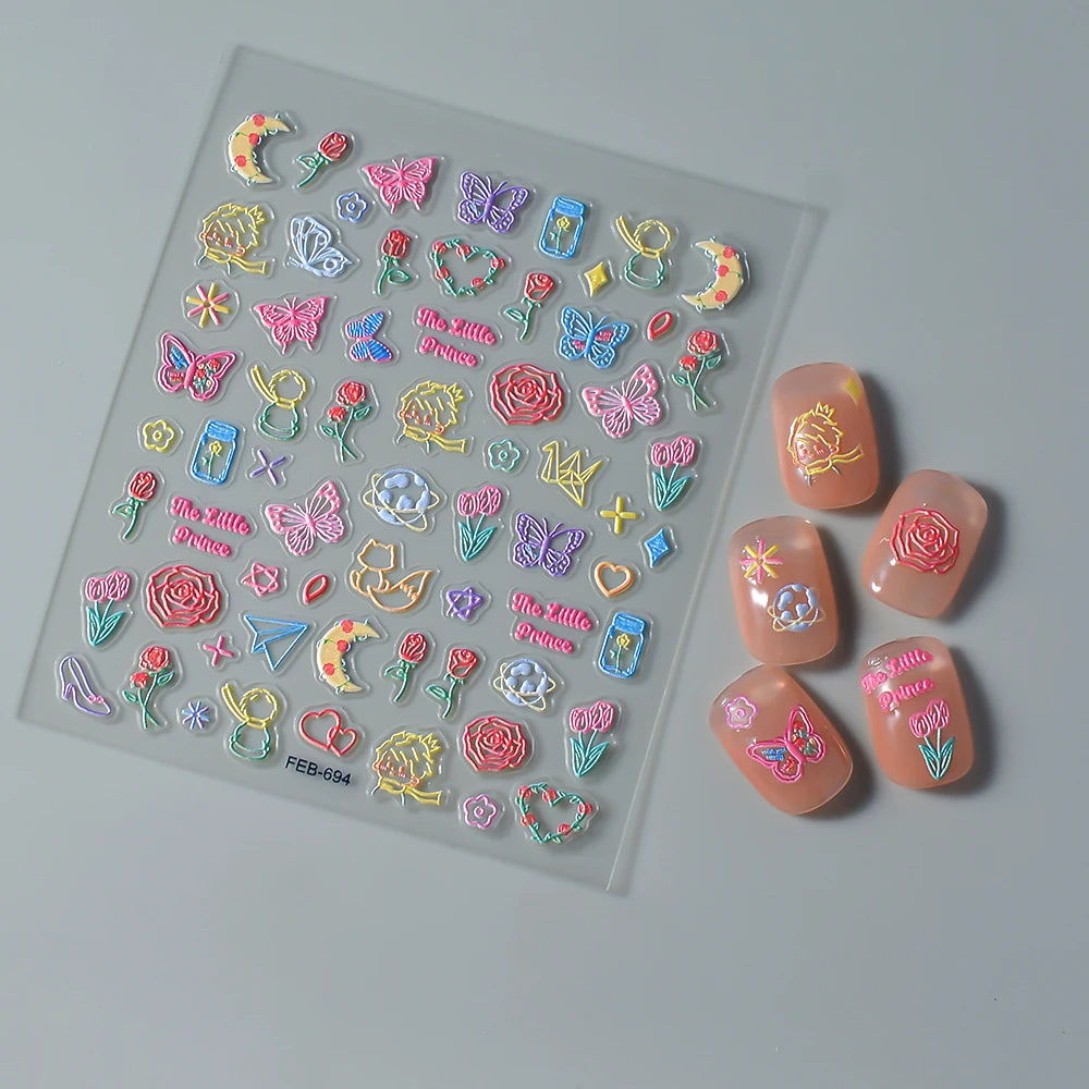 5D Flower Rose Nail Art Stickers - Cherry Blossom & Fruit Art