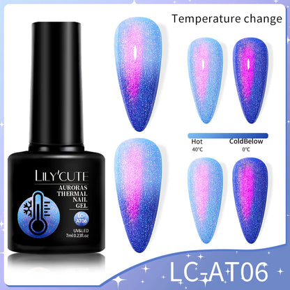 LILYCUTE 7ml Thermal Gel Nail Polish 3 Layers Temperature Color Changing Gel Polish Semi Permanent UV Gel For Nail Art Manicure