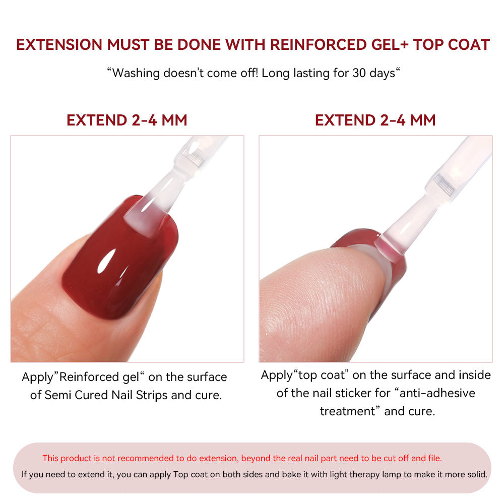 Gel Nail Polish Strips Red Series - 16 Semi-Cured Glitter Wraps