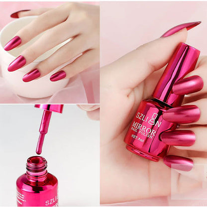 Gel Nail: 12 Colors Mirror Polish - Long-lasting Metallic Nail Gel