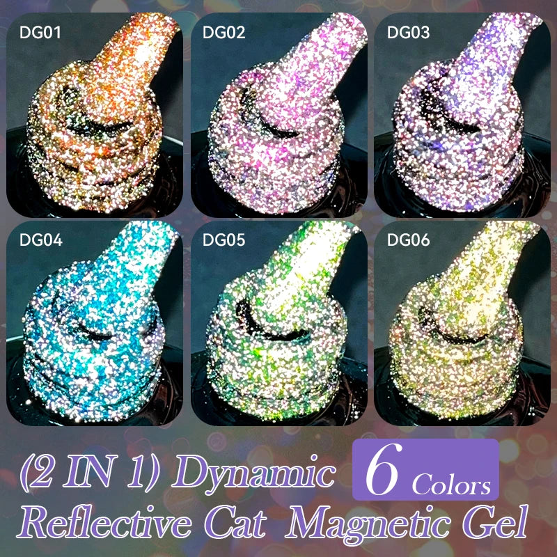 LILYCUTE 7ml Reflective Cat Magnetic Gel Nail Polish Dynamic Double Light Magnet Gel Polish Semi Permanent UV Gel For Nail Art