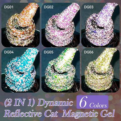 LILYCUTE 7ml Reflective Cat Magnetic Gel Nail Polish Dynamic Double Light Magnet Gel Polish Semi Permanent UV Gel For Nail Art