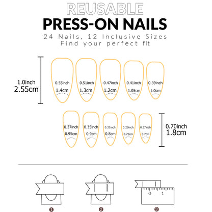 French Press On Nails: Minimalist Nails Set: 24 PCs + Jelly & File