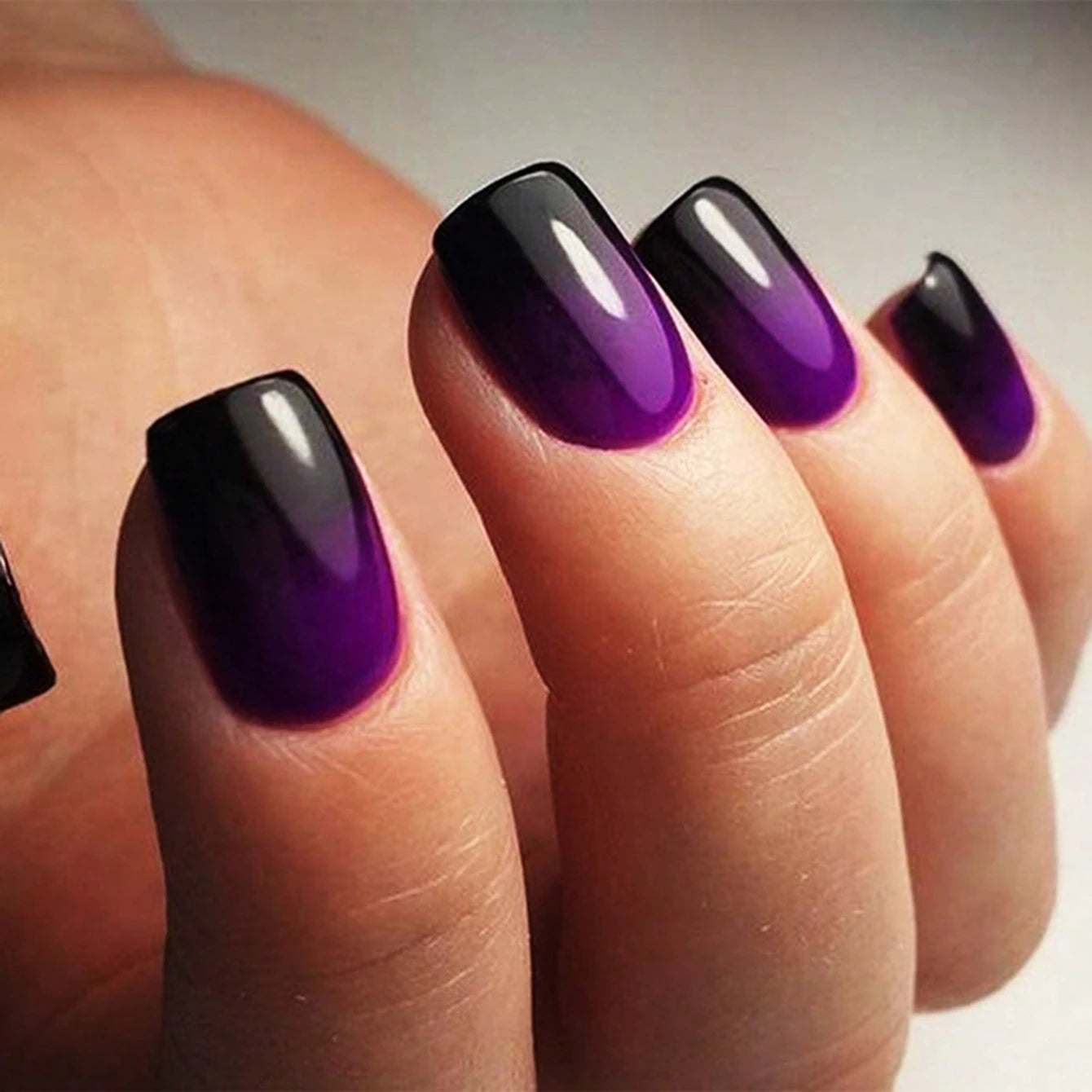 Short Square Fake Nails: Cute Bride Heart French Tips Set