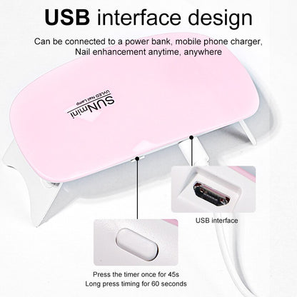 6W Mini Nail Dryer: Portable LED UV Lamp for Home Manicure
