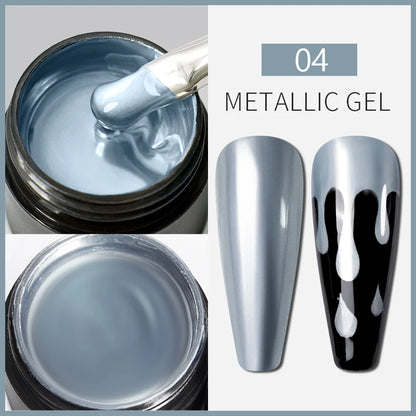 Gel Nail Polish Metallic Liner Gel: Gold & Silver Chrome Nail Polish