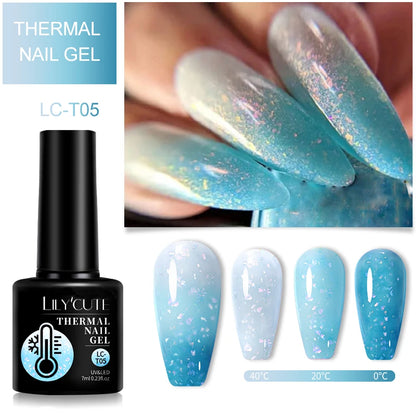 LILYCUTE 7ml Thermal Gel Nail Polish 3 Layers Temperature Color Changing Gel Polish Semi Permanent UV Gel For Nail Art Manicure