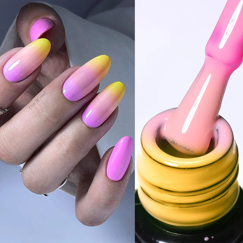 LILYCUTE 7ml Thermal Gel Nail Polish 3 Layers Temperature Color Changing Gel Polish Semi Permanent UV Gel For Nail Art Manicure