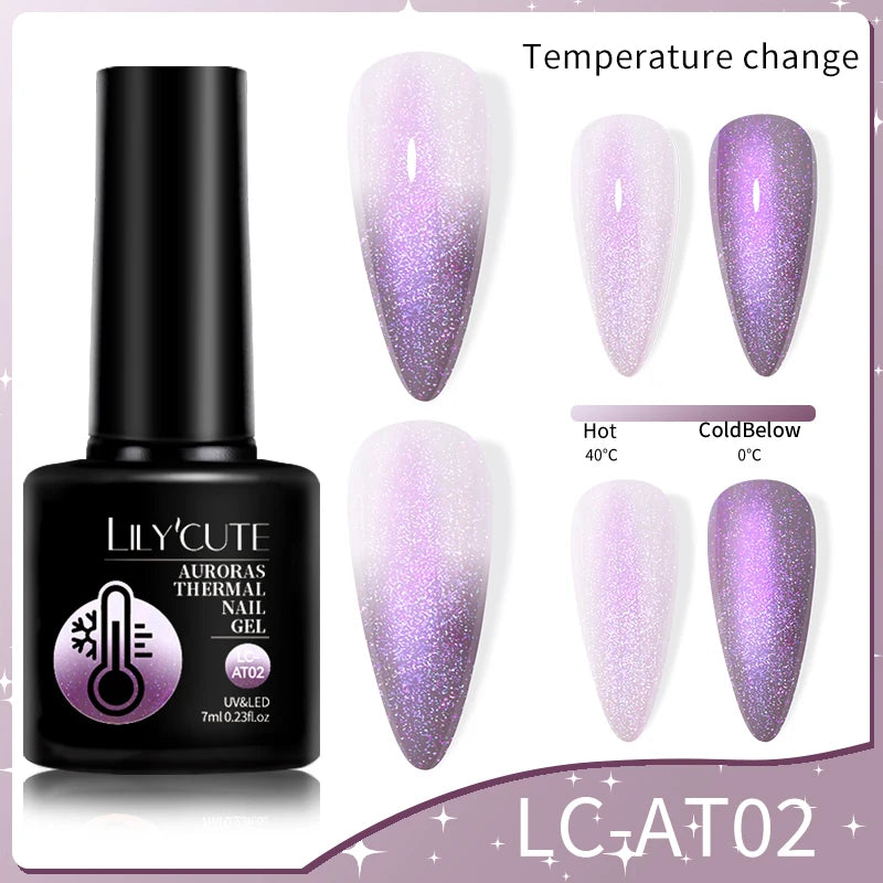 LILYCUTE 7ml Thermal Gel Nail Polish 3 Layers Temperature Color Changing Gel Polish Semi Permanent UV Gel For Nail Art Manicure