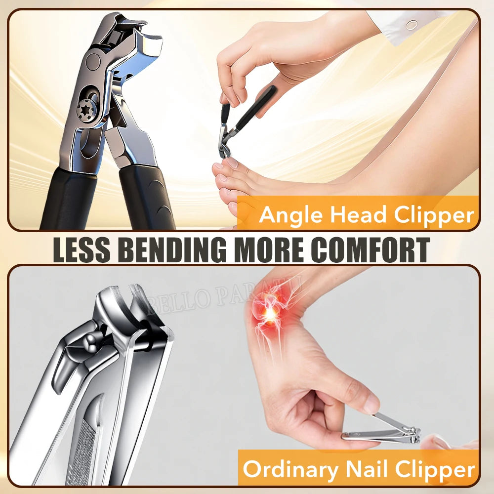 Angle Head Nail Clippers with Large Opening Anti-Splash Storage Toenail Clippers for the Elderly Thick Toenails Pedicure Tools