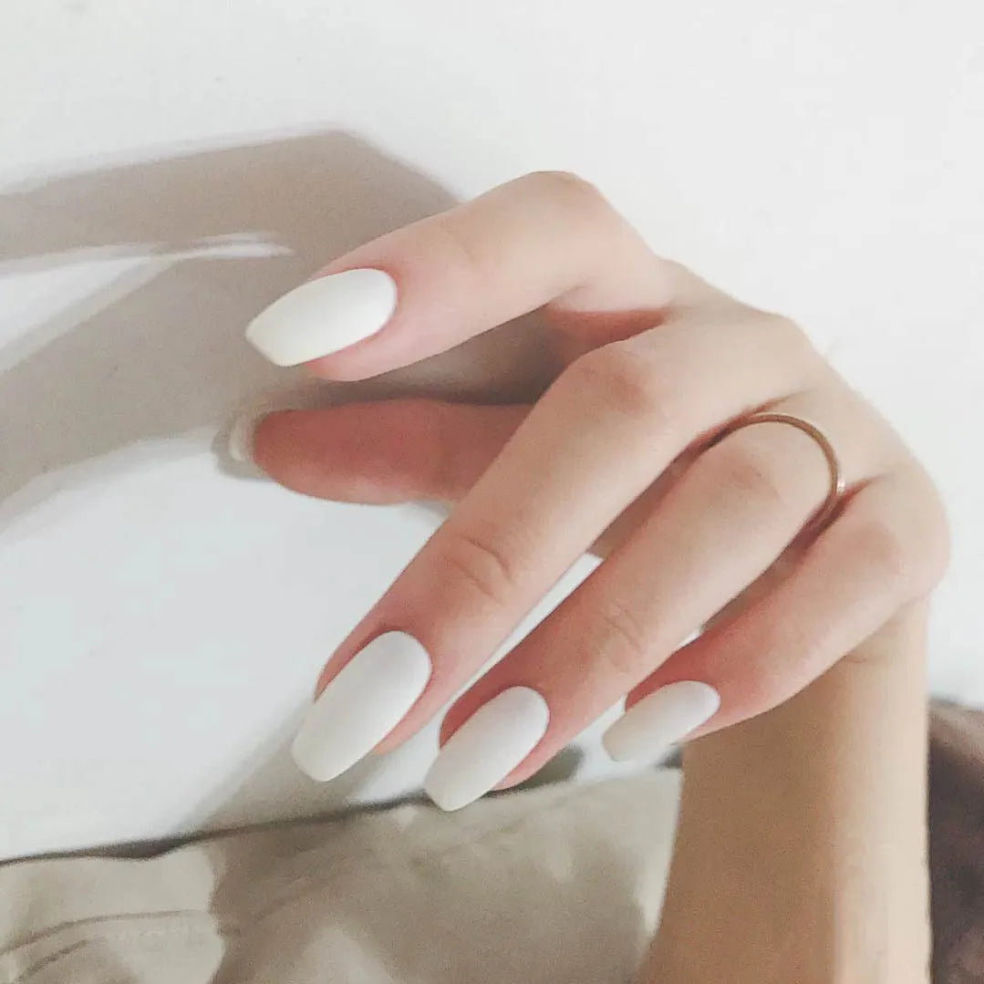 Press On Nails: Almond Black Matte Press-On Nails - 24Pcs DIY Manicure Set