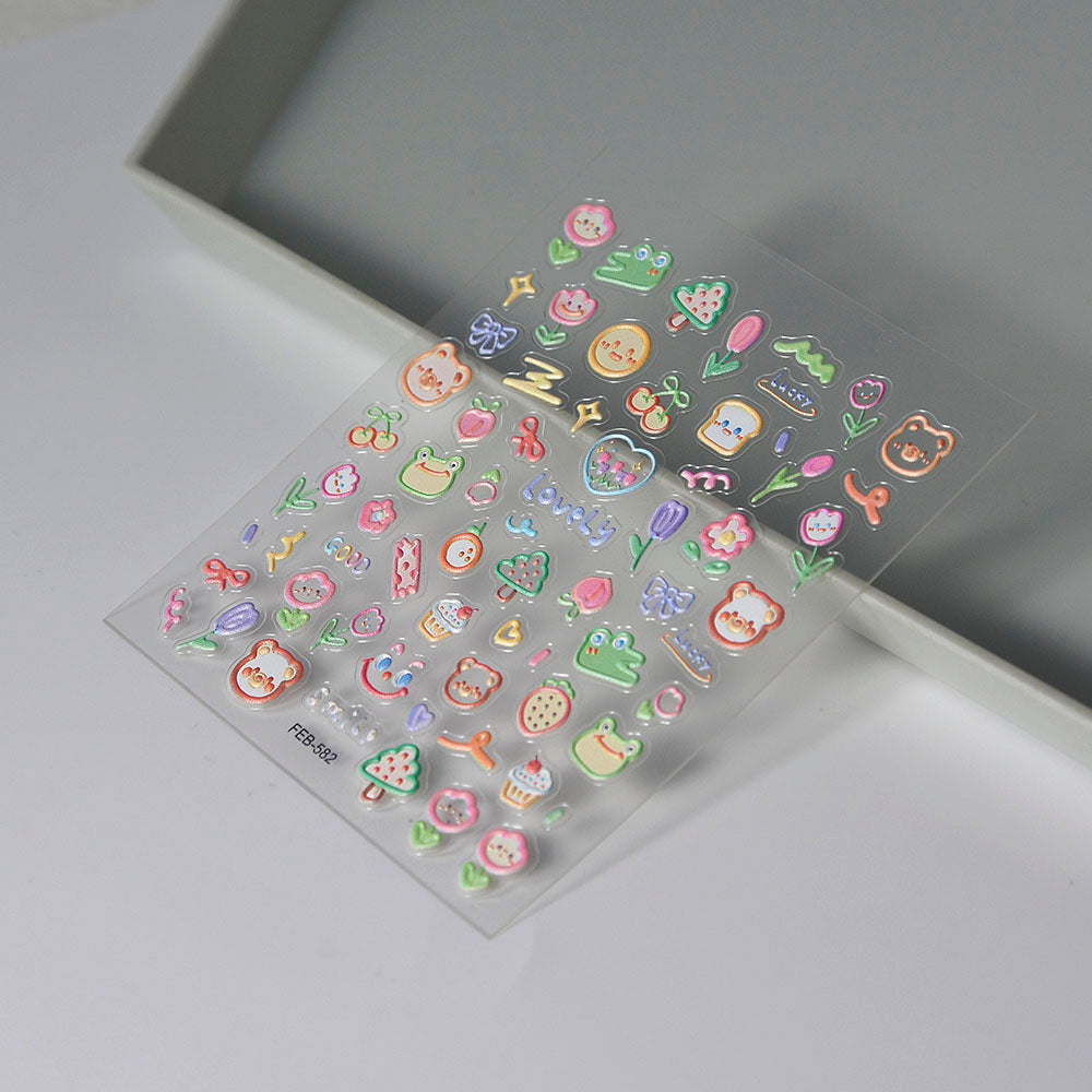 5D Flower Rose Nail Art Stickers - Cherry Blossom & Fruit Art
