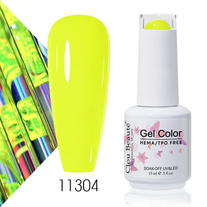 Clou Beaute 15ml Summer Bright Hot Pink Orange HEMA TPO FREE Nail Gel Polish Vernis Semi Permanent Nail Art Pigment Gel Varnish