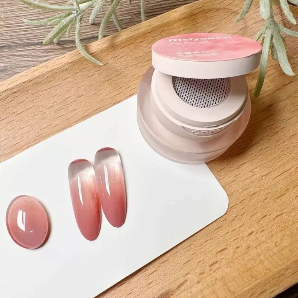 1Box Peachy Pink Pat Painting Gel Nail Polish Matte Texture Nail Patting Glue with 1pc Air Cushion Soak Off UV LED Nail Varnish