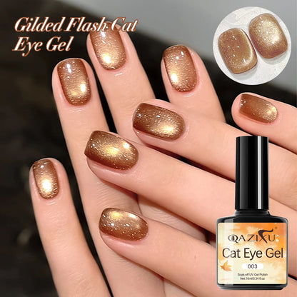 Gel Nail Polish: Cat Eye UV LED Red Pink Glitter Varnish