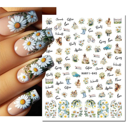 3D Nail Art Decals: Vintage Roses & Butterflies Stickers
