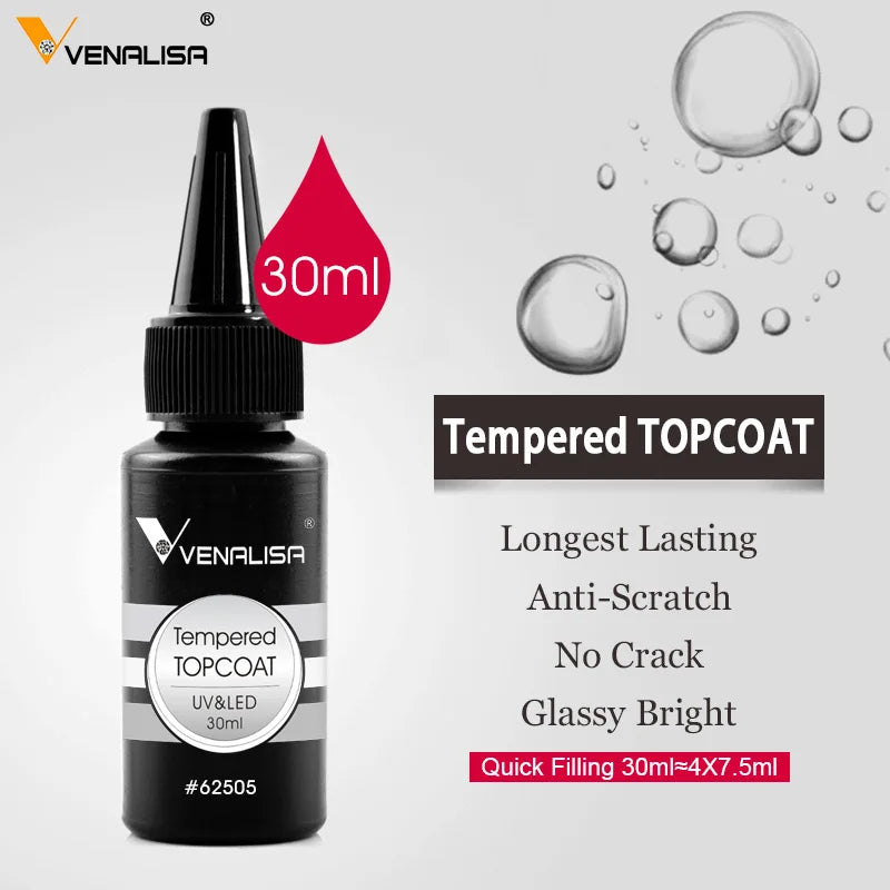 Venalisa Refillment 30ml TPO FREE Nail Art Soak Off UV/LED No Wipe Top Coat Base Coat Builder Nail Gel Matt Tempered TopCoat
