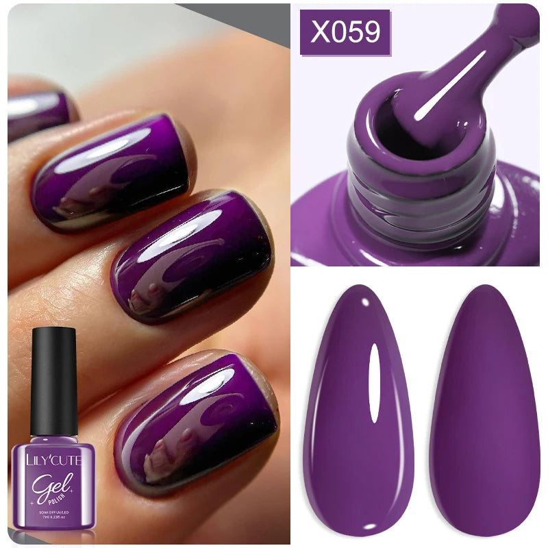 LILYCUTE 7ml Thermal Gel Nail Polish 3 Layers Temperature Color Changing Gel Polish Semi Permanent UV Gel For Nail Art Manicure