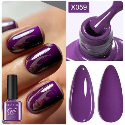 LILYCUTE 7ml Thermal Gel Nail Polish 3 Layers Temperature Color Changing Gel Polish Semi Permanent UV Gel For Nail Art Manicure