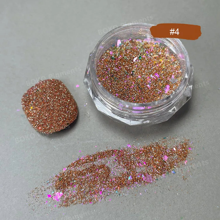 Glittering Nails: Laser Nail Glitter Holographic Powder - Aurora Mirror Dust