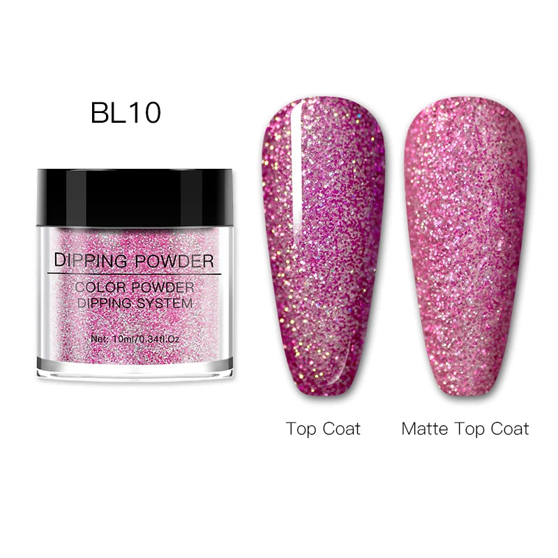 Glitter Nail Dipping Powder - Pink, No Lamp, 5/10g