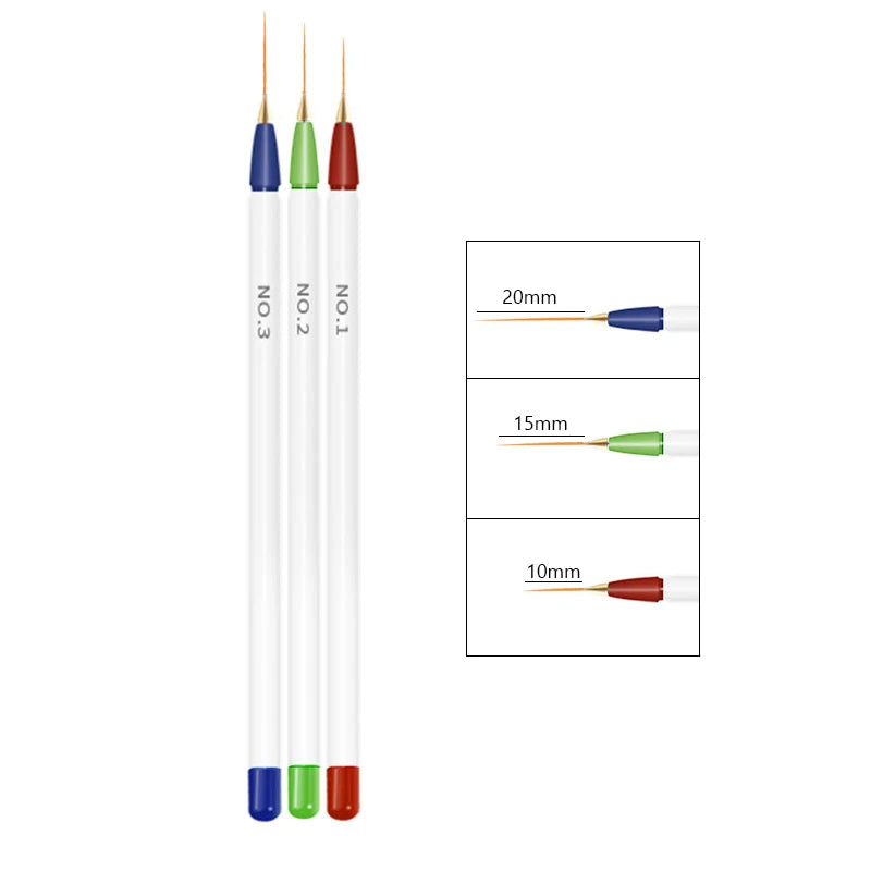 Nail Brushes: Acrylic Nail Art Pens Set - 3D Tips & UV Gel Brushes