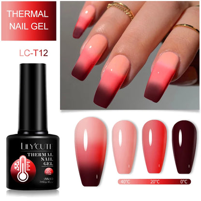 LILYCUTE 7ml Thermal Gel Nail Polish 3 Layers Temperature Color Changing Gel Polish Semi Permanent UV Gel For Nail Art Manicure