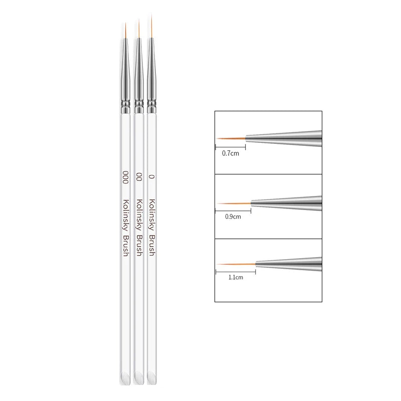 Nail Brushes: Acrylic Nail Art Pens Set - 3D Tips & UV Gel Brushes
