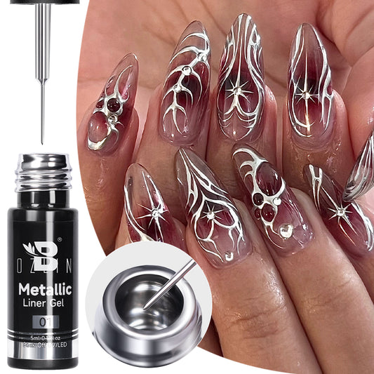 Gel Nail Polish Metallic Liner Gel: Gold & Silver Chrome Nail Polish