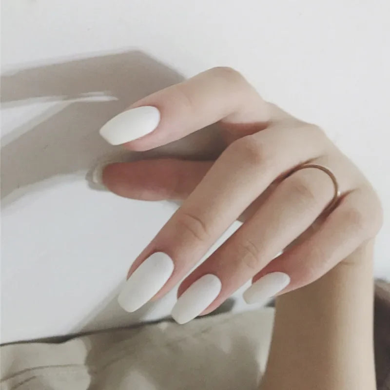 24pcs French Lemon Full Cover Artificial Fake Nails Art Seamless Removable Coffin False Nails With Glue Girls Press On Nail Tips