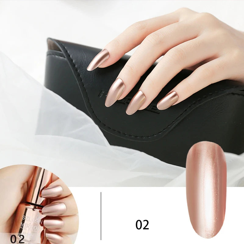 Gel Nail: 12 Colors Mirror Polish - Long-lasting Metallic Nail Gel