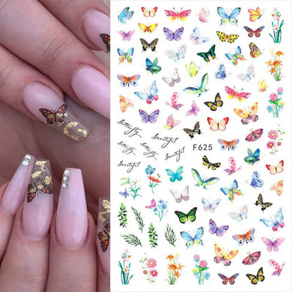 3D Nail Art Decals: Vintage Roses & Butterflies Stickers