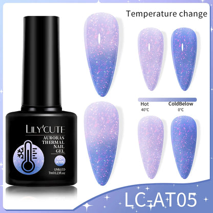 LILYCUTE 7ml Thermal Gel Nail Polish 3 Layers Temperature Color Changing Gel Polish Semi Permanent UV Gel For Nail Art Manicure
