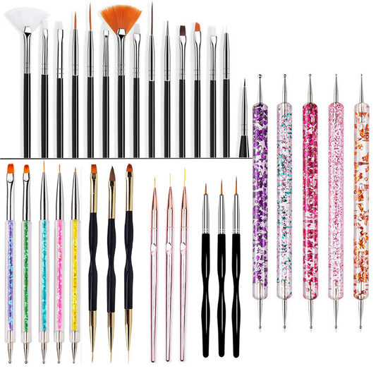 Nail Art Brush Set: 5/20Pcs Dotting & Painting Tools