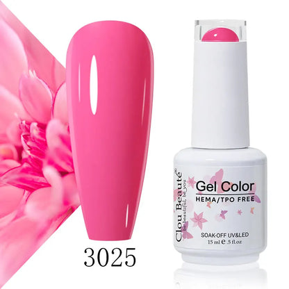 Clou Beaute 15ml Summer Bright Hot Pink Orange HEMA TPO FREE Nail Gel Polish Vernis Semi Permanent Nail Art Pigment Gel Varnish