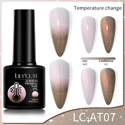 LILYCUTE 7ml Thermal Gel Nail Polish 3 Layers Temperature Color Changing Gel Polish Semi Permanent UV Gel For Nail Art Manicure