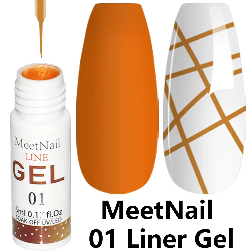 5ml Liner Gel 12 Colors Super Brush Glitter Neon Color Painting Gel Easy Apply French Gel Nail Art Design Drawing Gel