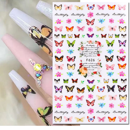 3D Nail Art Decals: Vintage Roses & Butterflies Stickers