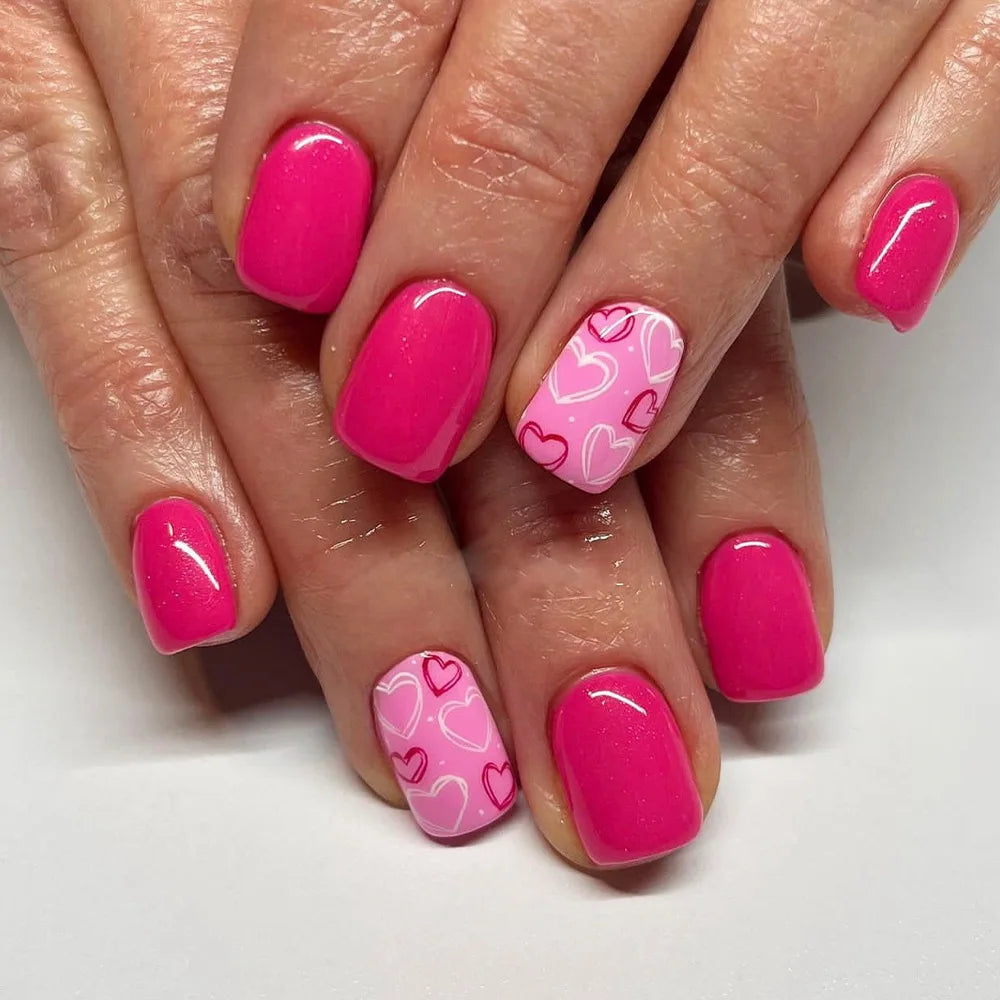 Press-On Nails: French Pink Short Square with Rhinestones