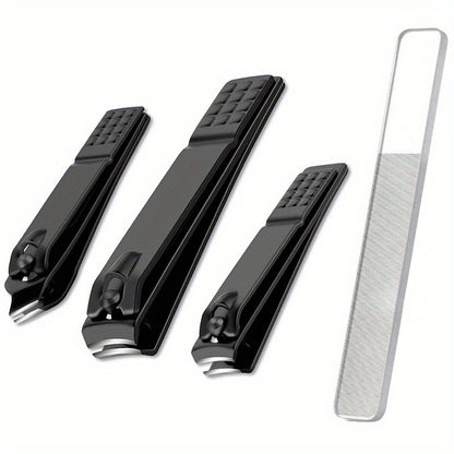 Black Stainless Steel Nail Clipper Set with Nano Glass File