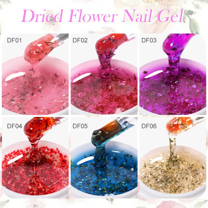LILYCUTE 8ml Pink Natural Dried Flower Gel Nail Polish Summer Colorful Fairy Series Manicure Painting Soak Off Nail Art UV Gel