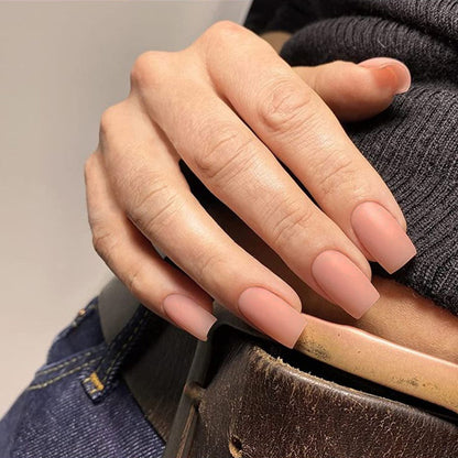 Press On Nails: Almond Black Matte Press-On Nails - 24Pcs DIY Manicure Set