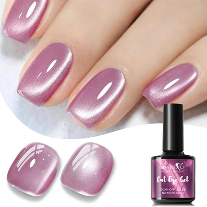 Gel Nail Polish: Cat Eye UV LED Red Pink Glitter Varnish