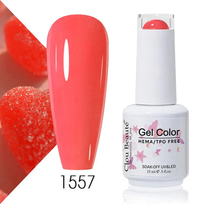 Clou Beaute 15ml Summer Bright Hot Pink Orange HEMA TPO FREE Nail Gel Polish Vernis Semi Permanent Nail Art Pigment Gel Varnish