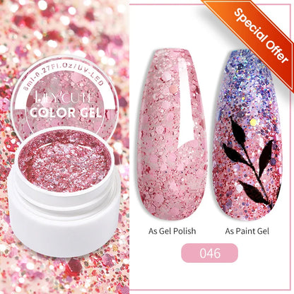 LILYCUTE 8ml Pink Natural Dried Flower Gel Nail Polish Summer Colorful Fairy Series Manicure Painting Soak Off Nail Art UV Gel