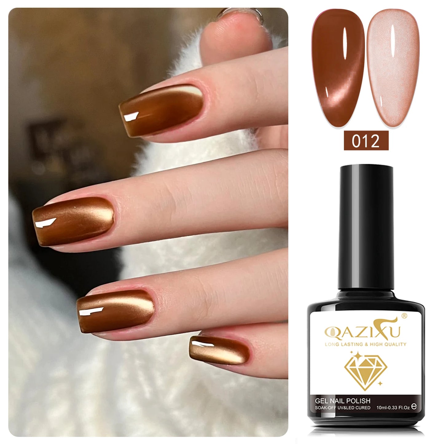 Gel Nail Polish: Cat Eye UV LED Red Pink Glitter Varnish