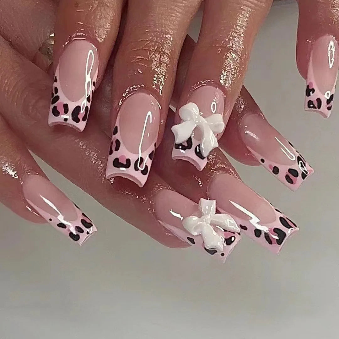 Press-On Nails: French Pink Short Square with Rhinestones